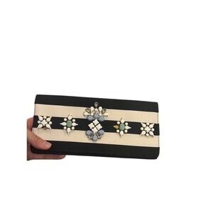 Shira Leah Striped Clutch‎ Beaded Embellished Evening Bag Party Purse